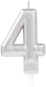 4 Rakam Mum Gümüş Renk