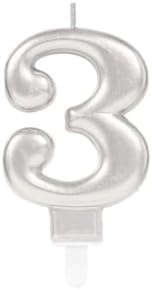 3 Rakam Mum Gümüş Renk