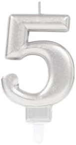 5 Rakam Mum Gümüş Renk