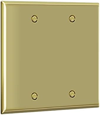 Boş Cihaz Metal Duvar Plakası, Paslanmaz Çelik Korozyona Dayanıklı, Boyut 2-Gang 4.5" x 4.5", Paslanmaz Çelik 201, 7702-PB, Parlak Pirinç, Altın