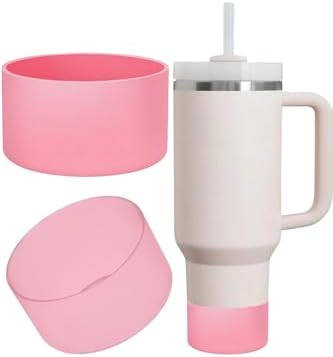 1 Adet Silikon Taban Koruyucu – 20/30/40 Oz ile Uyumlu – Bardak Altı Kılıfı, Kaymaz ve Sessiz Kullanım – Pembe Renk