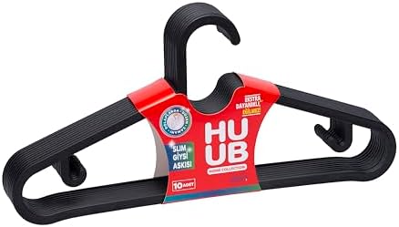 Hanger Plastik Slim Askı, Elbise Askısı, Siyah Askı (Standart, Adet, 30)