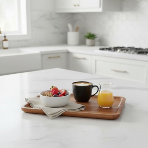 Akasya Ahşap Servis Tepsisi ve Sunumluk (30x20 cm) | Doğal Akasya Ağacı Kahvaltı, Peynir, Şarküteri ve İkram Tabağı | Kenarlı Ahşap Tepsi