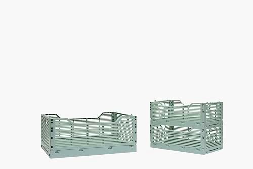 1L+2M Katlanabilir Çok Amaçlı Taşıma Kasaları Saklama Kutusu, Plastik İstiflenebilir, Yatak Odası Ofis Banyo Tuvalet Malzemeleri Kozmetik için (AÇIK YEŞİL)