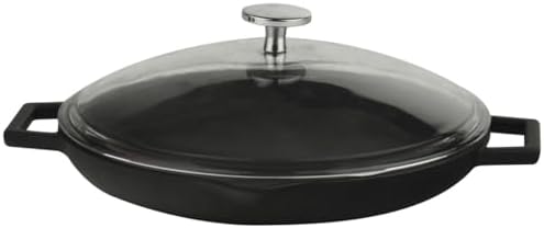 Döküm Izgara Tavası 30 cm, Siyah, Cam Kapaklı