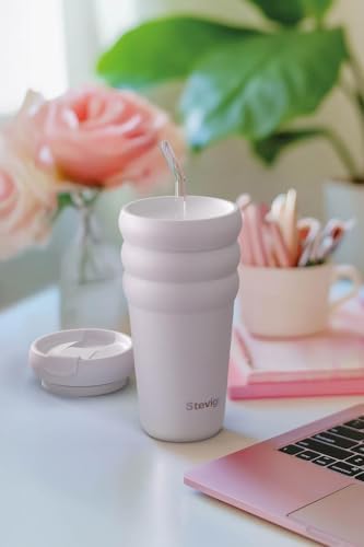 3 Bubble Two-Cap Straw Tumbler Çelik Termos 600 ML Lilac Hint ST-245