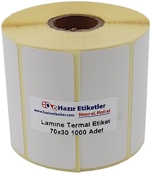 hazır al hızlı al Lamine Termal Etiket 70mm x 30mm Ruloda 1000 Adet 40mm Çapında Direk Termal Transfer Etiketi