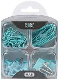 Cubbie Gökkuşağı 4'lü Kutu Ataş Raptiye Seti, Turkuaz