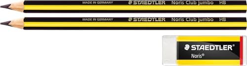 119 Noris Clup JUMBO Kurşun Kalem HB (2 Adet) & 526 N20 Noris Silgi