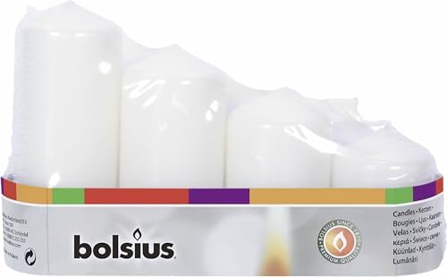 Beyaz Renkte 4'lü Blok Sütun Mum - 48mm x 60/80/100/120mm