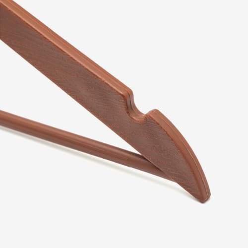 24 Adet Kahverengi Ahşap Görünümlü Plastik Askı Kıyafet Elbise Gömlek Askısı Kancalı