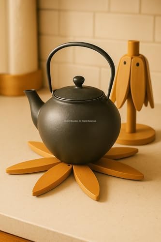 Bambu Seti, 2’li, Standlı, Katlanır Tasarım, Bardak ve Tencere Altlığı, Dayanıklı Mutfak Nihalesi, Doğal Ahşap