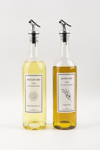 Dibi Çukur Şeffaf Cam Şişe 2'li 750 ml Zeytinyağı Sıvıyağ Şişesi Yağdanlık Yağlık