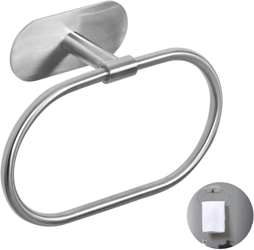 Yapışkanlı havlu askısı, Paslanmaz çelik fırçalanmış nikel yapışkanlı havlu halkası, Delme gerektirmeyen kendinden yapışkanlı banyo havlusu askısı, Mutfak ve banyo için duvara monte havlu