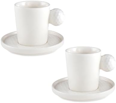 Golfline Beyaz 2'li Tabaklı Kahve Fincan Takımı 90 cc