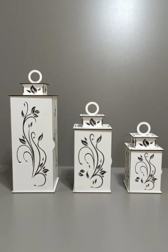 Ahşap Dekoratif Mumluk Beyaz 2