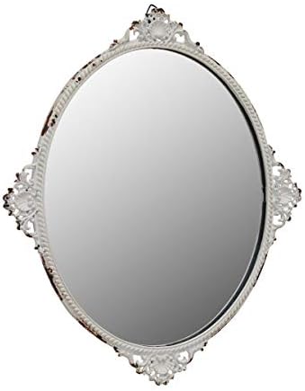 sb-6081 m Cottage Spiegel, oval mit getragen weiß Details