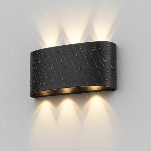 9W Dekoratif Çift Yönlü Bahçe Aplik – IP65 Su Geçirmez, Mercekli LED, 3200K Günışığı Rengi, İç ve Dış Mekan Duvar Aydınlatması, Modern Siyah Gövde