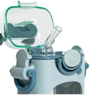 Tritan Çocuk Matarası Askılı 400ml Pipetli Hayvan Kulaklı (Turkuaz)