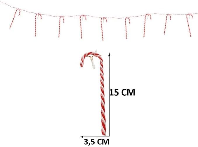 YILBAŞI LED ZİNCİR IŞIK BASTON ŞEKER 170CM 10 LED AST6008