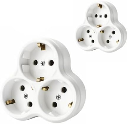 2 Adet, Topraklı Priz Çoklayıcı Fiş, 3'lü, Beyaz, 16A 250V, Maksimum 3600W,