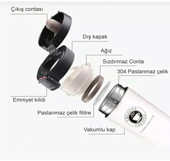 Paslanmaz Çelik Termos Bardak, Sızdırmaz Kapaklı, 6 Saat Tutma, Ofis ve Seyahat İçin