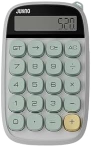 JUNNO Kompakt Hesap Makinesi, LCD Ekran, Mint Yeşili Tuşlar, 14.8 x 9.2 cm