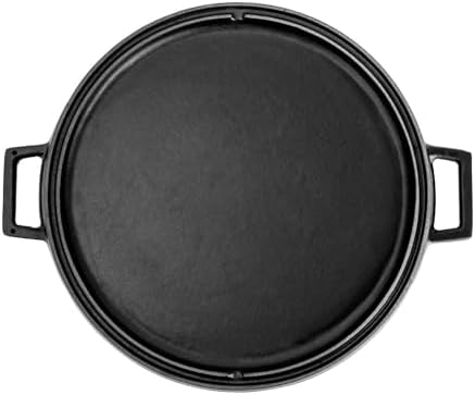 Döküm Yuvarlak Çift Yön Izgara Tavası Döküm Demir Yekpare Çift Kulplu Çap(Ø)34cm.