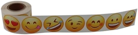 , hazır al hızlı al Emoji Etiketi 9 Farklı Emoji Surat 50mm Çap Ruloda 500 Adet Kendinden Yapışkanlı Rulo Etiket, PP Opak, Gülen Surat Stickerları