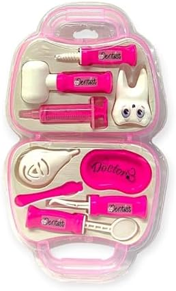 Oyunsal Çantalı Oyuncak Dişçi Seti Plastik Malzemeli Diş Doktoru Seti Pembe Renk