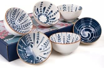 6'Lı Desenli Porselen Kase Seti 320 Ml, Çorbalık, Kahvaltılık, Atıştırmalık Kase Hediyelik Kutulu,Çok Renkli, FAN04