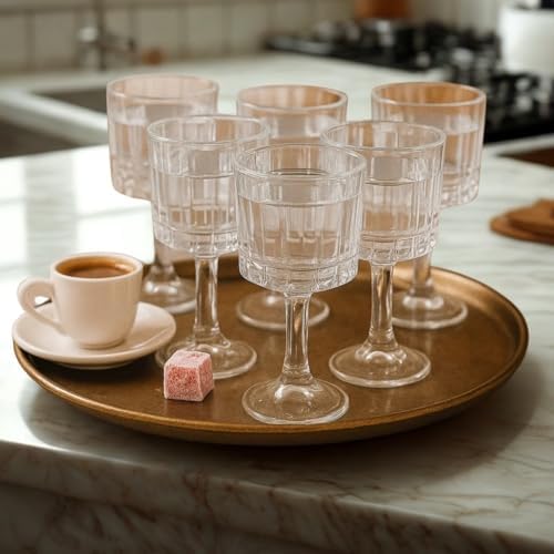 6’lı Ayaklı Cam Kahve Yanı Seti – Şık Tasarımlı, Kristal Görünümlü, Misafir Sunum ve Özel Davetler İçin Bardak Takımı