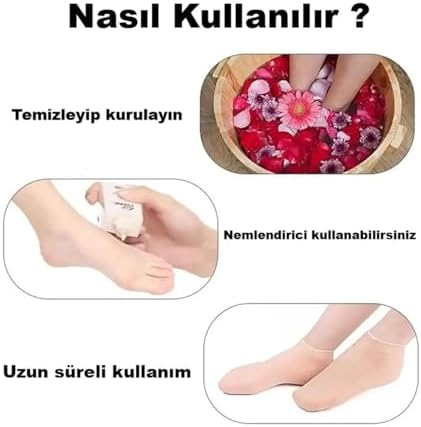 Busstier Silikon Ayak Bakım Çorabı, Nemlendirici Jel Destekli, Çatlak Önleyici, Ölü Deri Atıcı, Ayak Bakımı İçin İdeal, Yumuşak ve Rahat Tasarım, Tekrar Kullanılabilir, Unisex