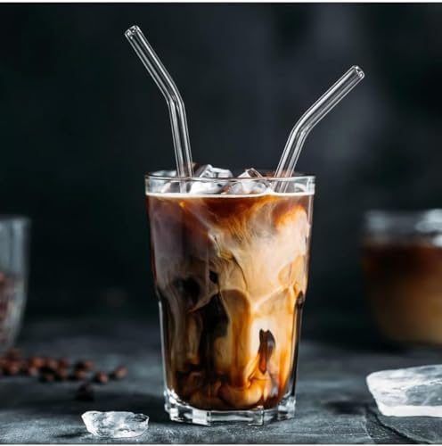 12 Adet Şeffaf Cam Eğimli Pipet - Cam Pipet 12'li