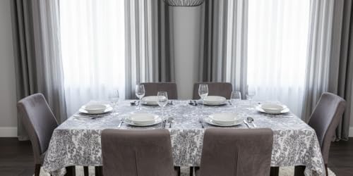 & Laurel Dokuma Kumaş Masa Örtüsü Gri Ağırlıklı (160 X 240)