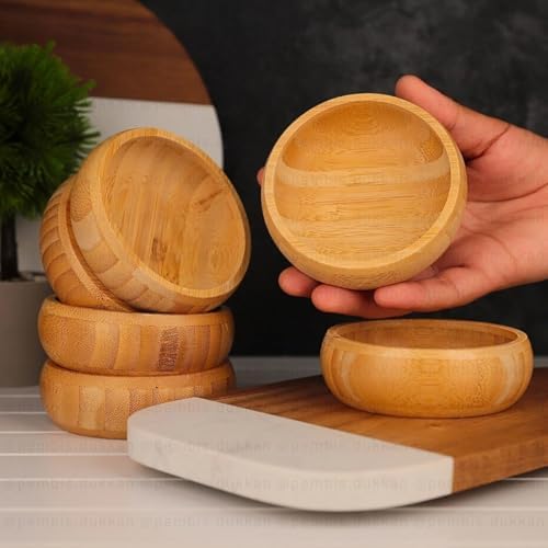 6'lı Doğal Bambu Çerezlik ve Sunum Kasesi – Şık, Sağlıklı ve Dayanıklı