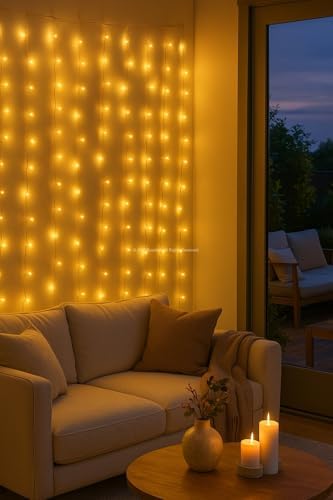 Perde Led Işık Led 3m x 3m 300 LED Uzaktan Kumandalı Yüksek Kaliteli Dekoratif Aydınlatma Yatak Odası Balkon Düğün Parti Süsleme Işıkları Beyaz