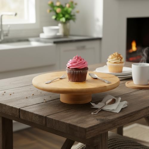 Ayaklı Yüksek Bambu Sunum Tabağı | Yükseltici Ayaklı Bambu Sunum Tepsisi – Doğal, Şık ve Dayanıklı (28cm*28cm*6cm)