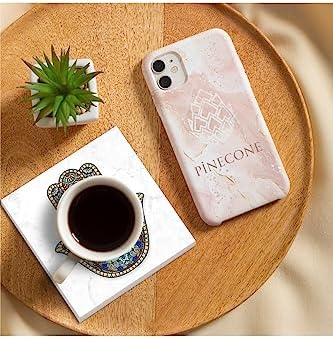 Nazar, Şahmeran, Nar, Fatma Ana Eli  Taş Bardak Altlığı Seti - 4 Parça - Dekoratif, Rustik Mutfak Aksesuarı, 10x10 cm, Kaydırmaz Tabanlı, Şık ve Dayanıklı SC507