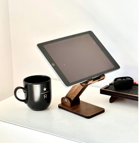 VIGO WOOD Eğim ve Yükseklik Ayarlanabilir Telefon Standı (Ceviz)