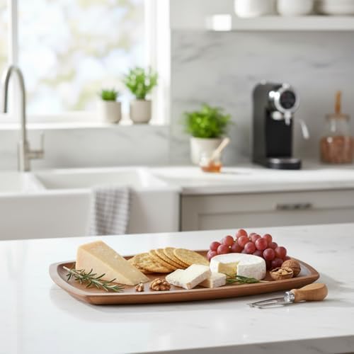 Akasya Ağacı Kayık Sunum Tepsisi (33x20 cm) | Ahşap Servis ve Kahve Tepsisi | Peynir, Şarküteri ve Dekoratif Banyo/Masaüstü Organizeri