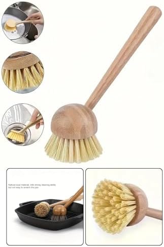 Sert Kıllı Bambu Saplı Ahşap Mutfak Temizlik Fırçası 21 Cm