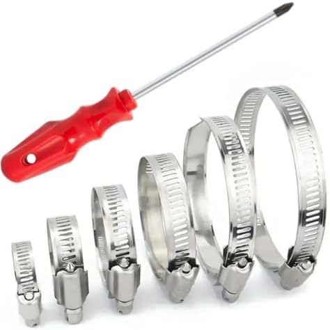 1 Adet Yıldız Tornavida,12 ADET Paslanmaz Çelik Hortum Kelepçeleri Sıralama Kiti, 1/4-2 inç (6-51 mm) Ayarlanabilir Solucan Dişli Boru Hortum Kelepçesi Yakıt Hattı, Sıhhi Tesisat, Otomotiv, Bahçe, Tüp