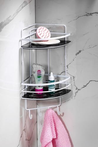 Yapışkanlı Ömür Boyu Paslanmaz Kristal Ayarlanabilir Raf Banyo Düzenleyici Şampuanlık LK-02 BSBK