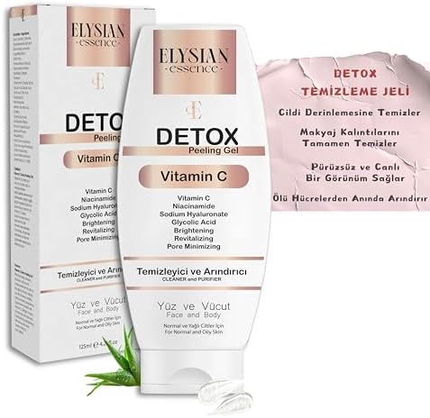 Elysian Essence Detox Peeling Jel 125 ml | Ölü Hücre Arındırıcı Temizleme jeli | Yüz Ve Vücut Temizleyici | AHA BHA, Vitamin C, Niacinamide