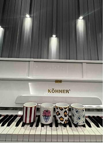 FIN170 Blue Blanc Pembe Gül Espresso, Double Türk Kahvesi Fincanı Kulpsuz Bardak