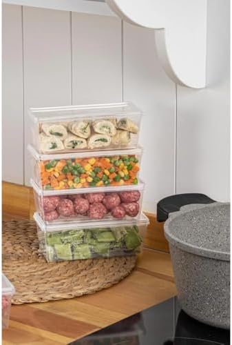 - 15'li Set Saklama Kabı, 10 Adet 500ml Dikdörtgen ve 5 Adet 2500ml Kare Şeffaf Kendinden Kapaklı Saklama Kabı, BPA İçermez, Buzdolabı, Dondurucu ve Dolap Organizeri