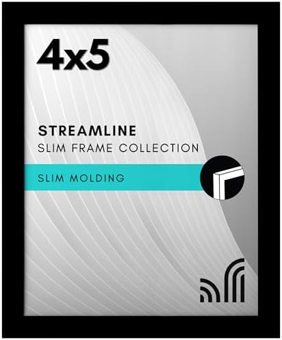 Americanflat Siyah 4x5 Resim Çerçevesi - Kırılmaya Dayanıklı Camlı İnce Kenarlıklı Fotoğraf Çerçevesi, Asma Donanımı ve Duvar veya Masa Üstü için Yatay veya Dikey Görüntü Formatları için Dahili Şövale