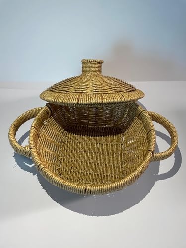 Hasır Sepet Kapaklı El yapımı