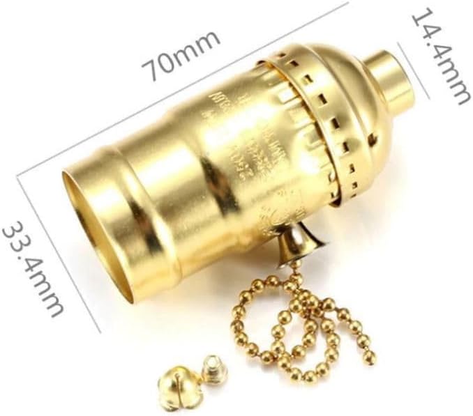 Retro Nostalji Aydınlatma Zincir Ipli Sarı Metal Duy, E27 Duy Rustic Ampul Lambader Için